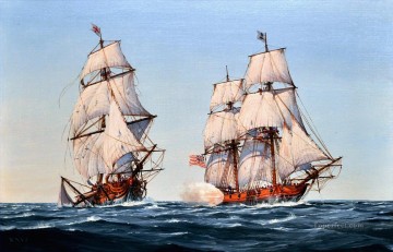 アメリカ海軍バージニア海軍巡洋艦大佐バロンがイギリス海軍営巣艦オックスフォードを駆逐する海戦 Oil Paintings